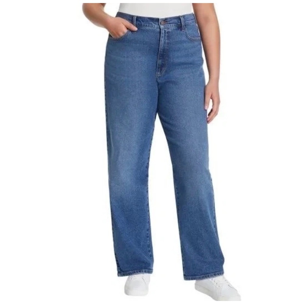 NWT Gloria Vanderbilt Women 16 Relaxed Straight Jeans Medium Wash Blue High Rise